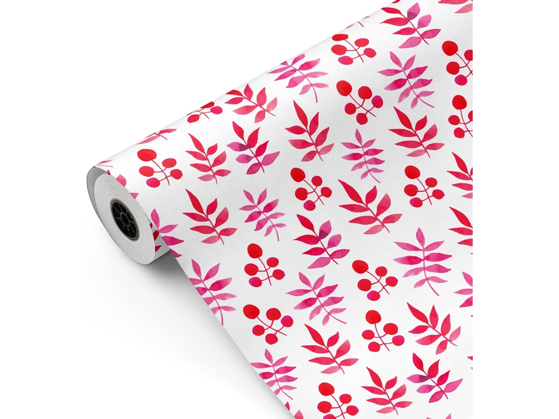Rollo Papel Regalo Flores Aquarela 31cm X 80m Bobina Resistente Decoración Eventos - Fp Fiesta Paper