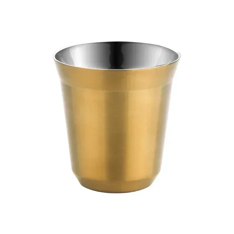 (250 Ml, Dorado) Taza De Espresso Para Camping Al Aire Libre, De Acero Inoxidable 304 De Doble Pared Con Aislamiento Térmico.