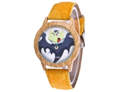 Reloj De Cuarzo De Aleación Con Textura De Madera Imitada Zhoulianfa Halloween (amarillo)