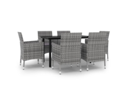 Maison Exclusive - Set Comedor De Jardín 7 Pzas Y Cojines Ratán Sintético Y Vidrio