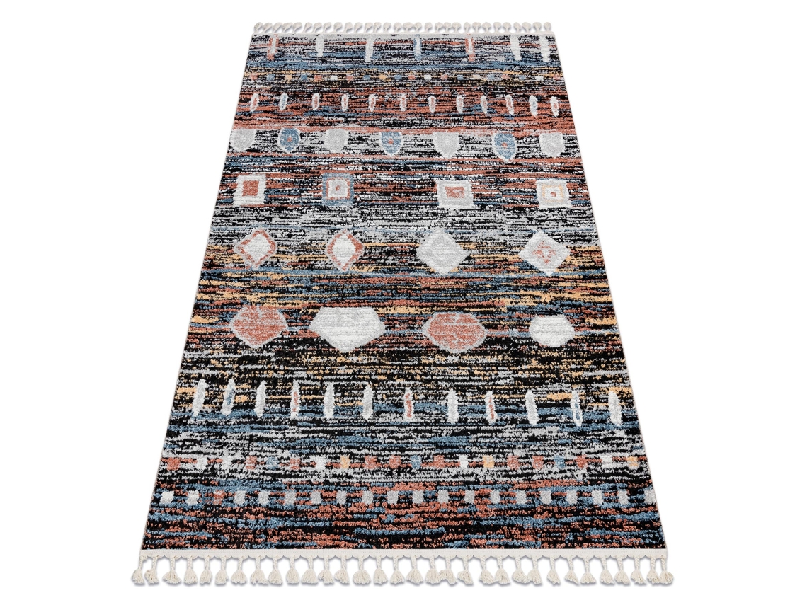 Alfombra Moderna Belle Br36A Negro / Rosado Franjas (180 x 270 cm)