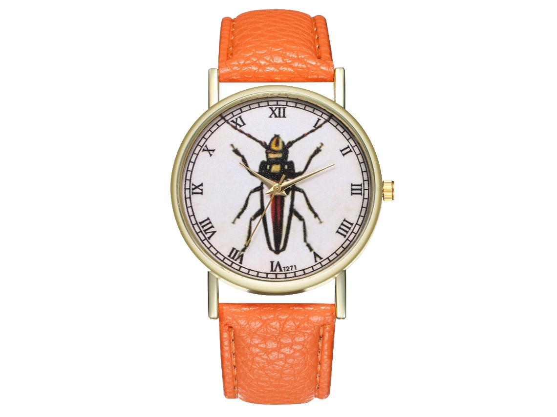 Reloj De Pulsera Retro Zhoulianfa Unisex De Cuarzo, Moderno Y Casual, Color Naranja