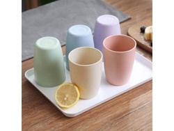 5 Vasos De Paja De Trigo (350 Ml) Para Beber, Viajar, Higiene Bucal, Saludables Y Respetuosos Con El Medio Ambiente.