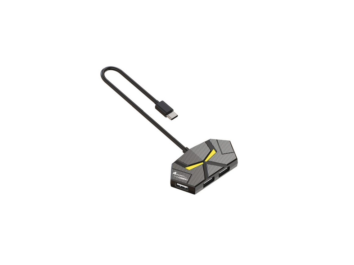 Estación de fondeo YIZHOOD 4 Puertos Línea de 0,6 metros USB 3.0 HUB Tipo C 5Gbps Alta Velocidad negro