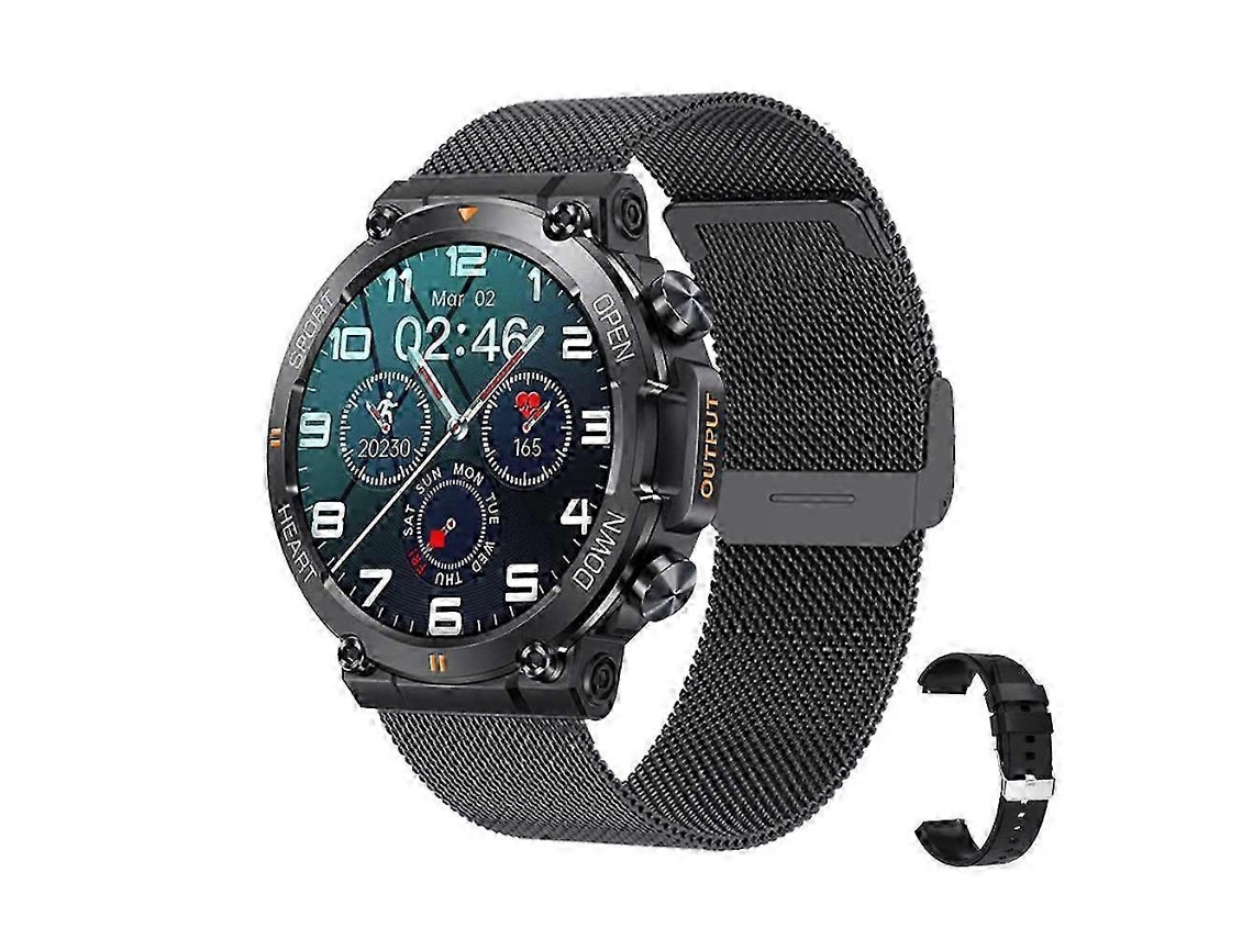 Reloj inteligente militar para hombre, resistente, con monitor de ritmo cardíaco y monitor de actividad física para bicicleta eléctrica (contesta y realiza llamadas)