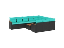 Maison Exclusive - Conjunto De Sofá De Jardín De 11 Piezas Con Cojines, De Poliratán Negro