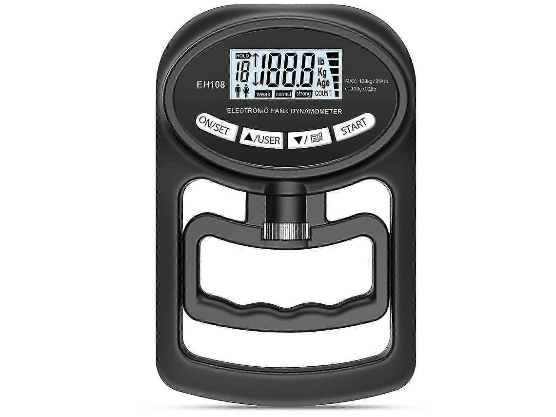 Entrenador de fuerza de agarre manual de 265 lb/120 kg con comprobador electrónico