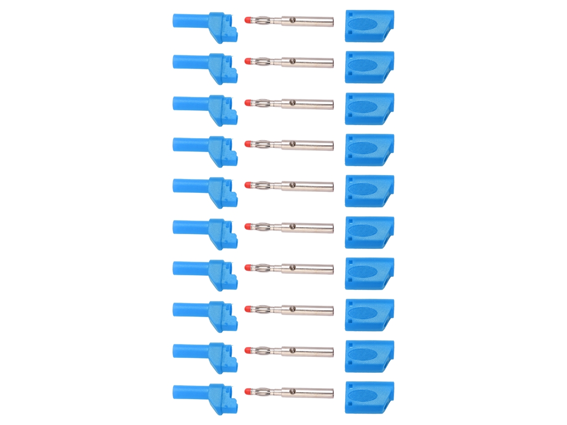 10 Conectores Banana Aislados De 4 Mm (22,160) Con Carcasa Para Pruebas Electrónicas - Azul