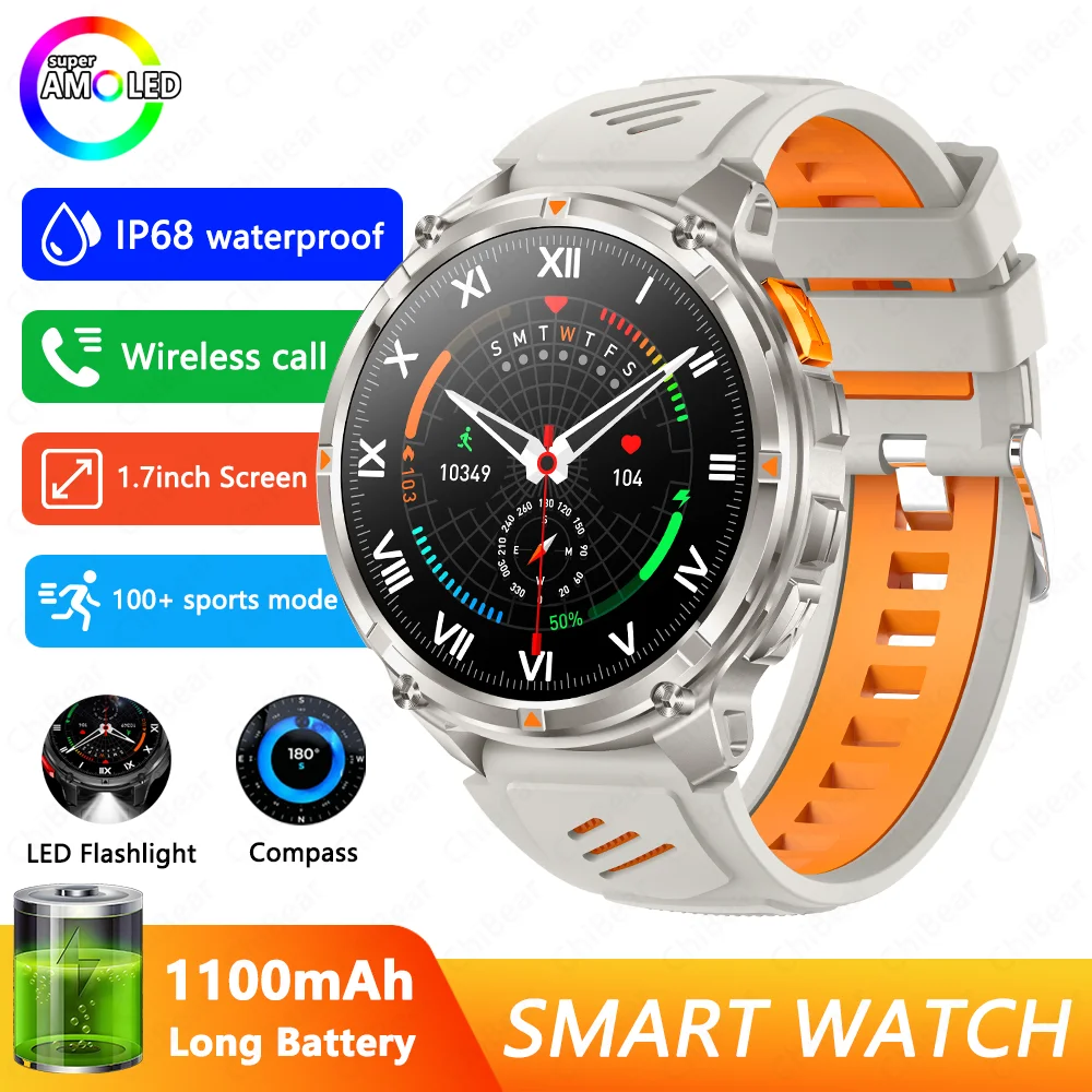 Smartwatch com Gps, À Prova D'água, Bluetooth e Tela de 1,7 Polegadas. MDUG (branco)