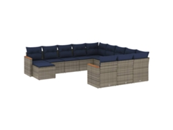 Maison Exclusive - Conjunto De Sofá De Jardín De 12 Piezas Con Cojines, Poliratán Gris