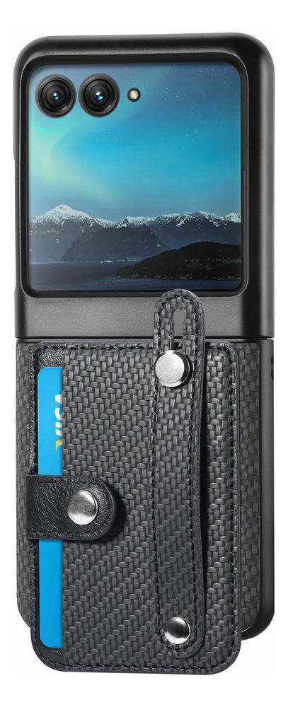 Tarjetero Textura Fibra Para Motorola Razr 40 Ultra Funda