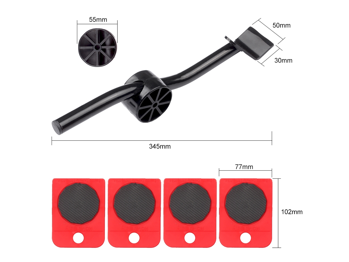 Kit Para Mover Muebles Pesados Con Palanca Y Deslizadores De 4 Ruedas: Sistema Fácil De Levantar Y Mover.