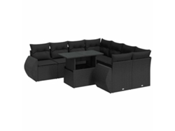 Maison Exclusive - Set De Sofás De Jardín Con Cojines 9 Pzas Ratán Sintético Negro