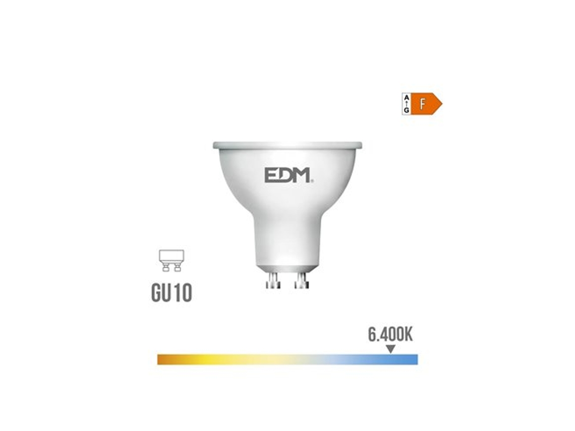Lámpara Led Dicroica Gu10 Ip20 Ø5x6,4cm Edm (10w 6400k 932lm)
