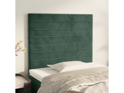 Cabeceros 2 Unidades De Terciopelo Verde Oscuro 100x5x78/88 Cm