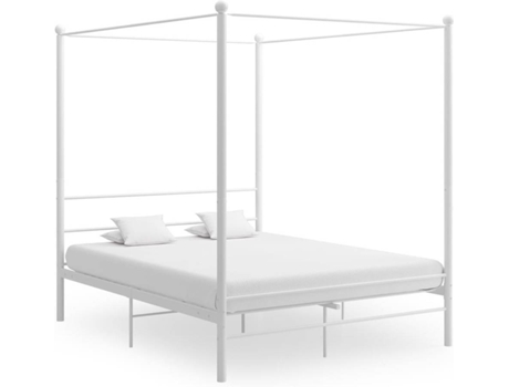 vidaXL Estructura de cama con dosel metal blanco 160x200 cm