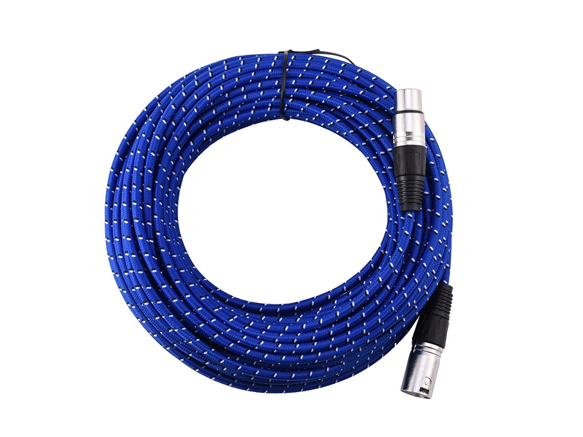 Cable de extensión para micrófono XLR, de 3 pines macho a hembra, 20 m, tejido de nailon.