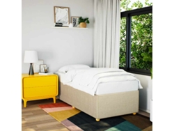 Estructura De Cama Sin Colchón Tela Crema 90x200 Cm