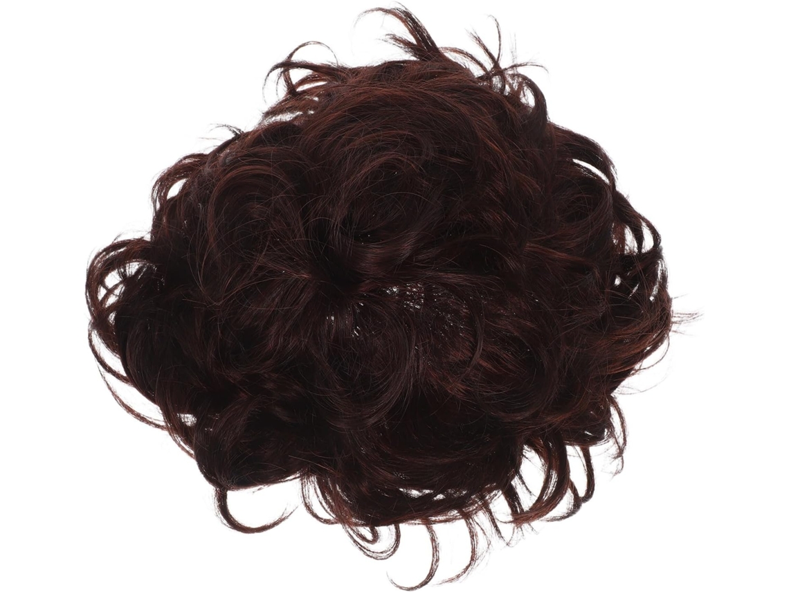 Extensiones de cabello afro rizado castaño para hombre, fibra ligera resistente a altas temperaturas, fácil de aplicar.