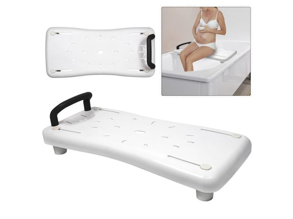 Asiento y repisa para bañera Xmtech, superficie de plástico antideslizante, 70 x 30 x 5 cm, color blanco