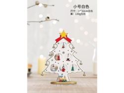 Arvore de Natal de Madeira Monolitica Pequena Decoracao Desktop Janela Diy Branca