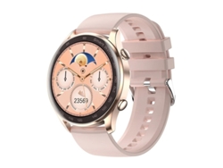 Reloj inteligente Yizhood con monitor de frecuencia cardíaca, presión arterial, pasos, botones Bluetooth y notificaciones, color rosa