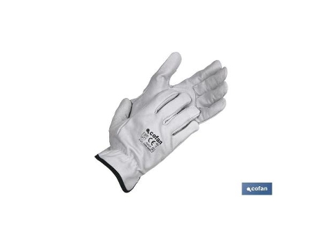 Guantes piel vacuno gris t-10 caja 12 unid.