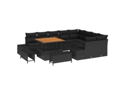 Maison Exclusive - Conjunto De Sofás De Jardín Con Cojín 12 Pcs Negro Poliratán