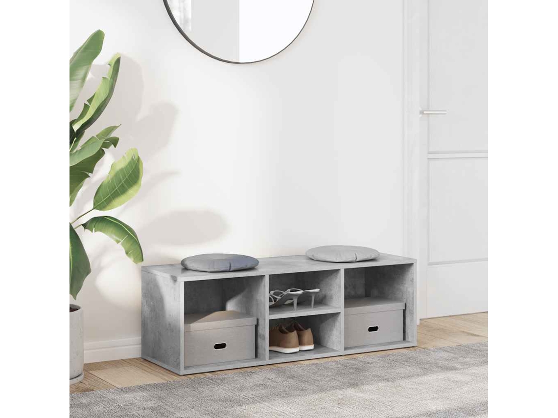 Banco Zapatero | Armario Zapatero De Contrachapada Gris Hormigón 105x35x35 Cm