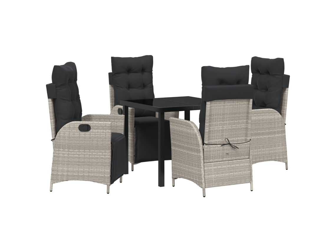 Conjunto de comedor de jardín Vidaxl de 5 piezas de ratán gris claro