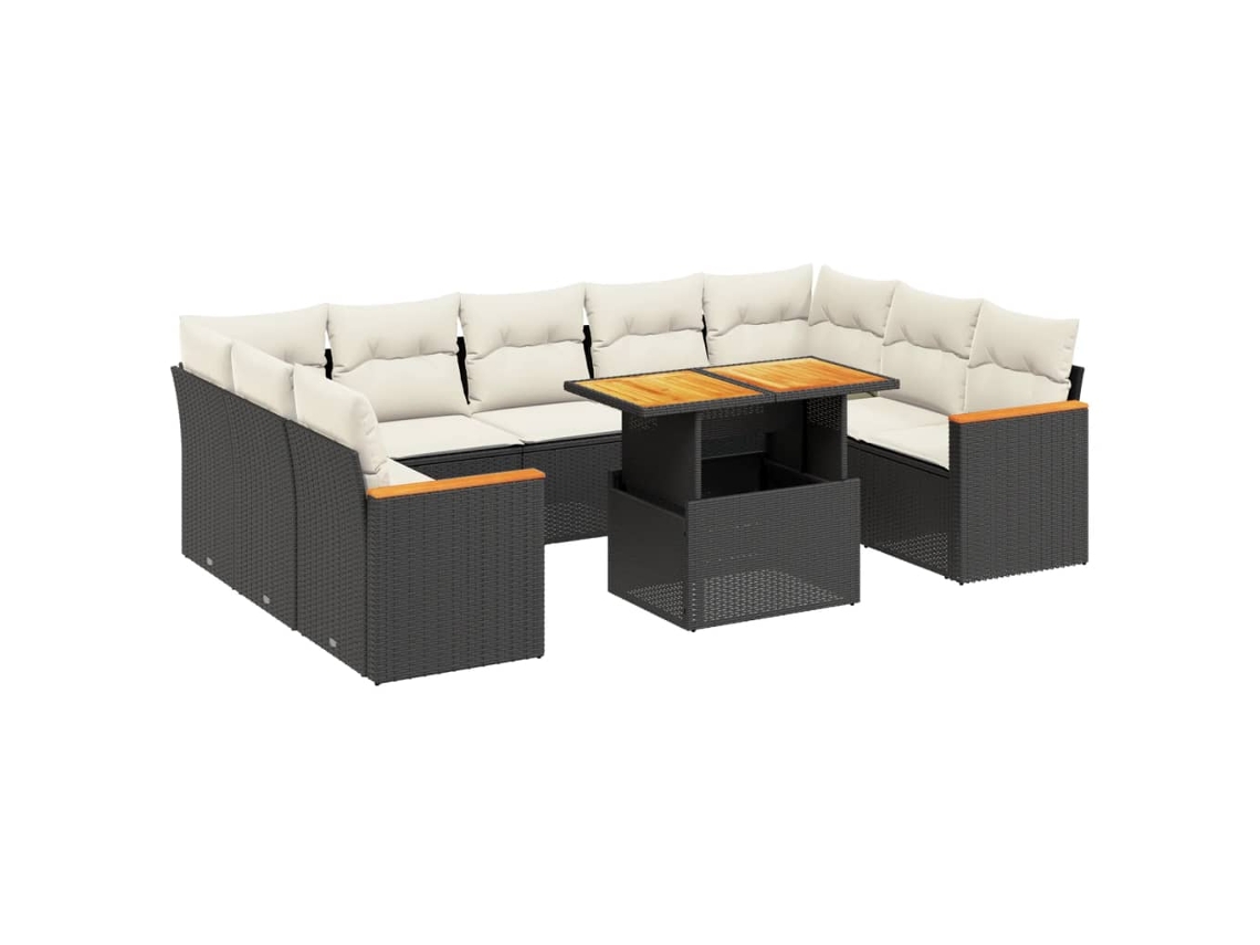 Maison Exclusive - Set De Sofás De Jardín 11 Pzas Y Cojines Ratán Sintético Negro