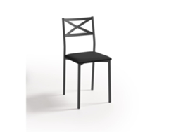 Cadeira de Cozinha Preta Bilbao 38x86x47cm Couro Preto FANMUEBLES