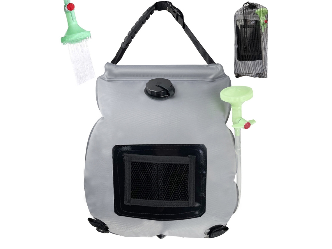 Bolsa De Ducha Solar Plegable Portátil De Pvc De 20 Litros Con Cabezal De Ducha Ajustable Para Acampar, Hacer Senderismo Y Ir A La Playa.
