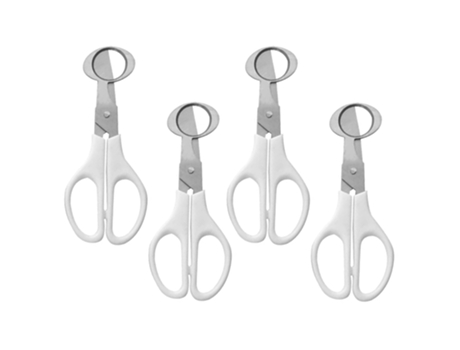 Cortador de huevos de 4 piezas herramienta de tijeras de cocina para huevos, separador de cortadores de cáscara de huevo de codorniz, blanco