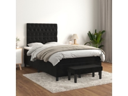 Cama Box Spring Con Colchón Terciopelo Negro 120x200 Cm