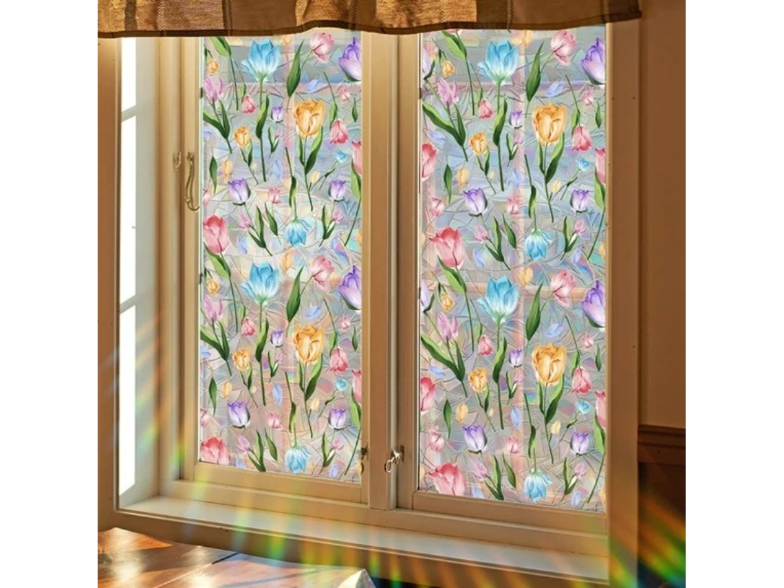 Lámina de vidriera, lámina de privacidad por adsorción electrostática, bloquea los rayos UV, 40 cm x 100 cm HEXINYIGJLY
