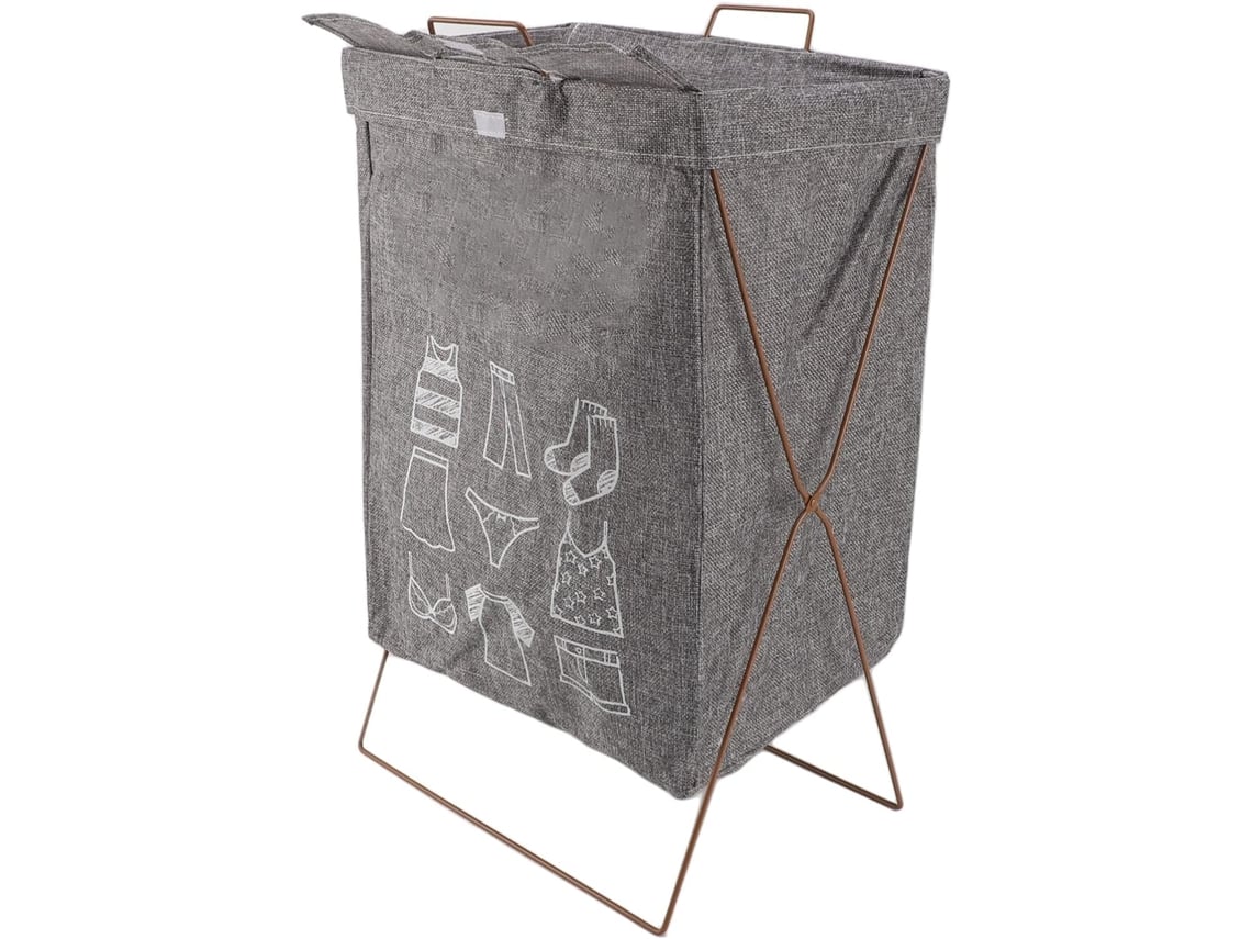 Cesto De Roupa Dobrável, Impermeável, Para Algodão E Linho, Com Estrutura De Ferro.