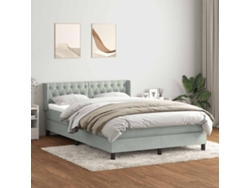 Syfax™ Cama Box Spring Con Colchón Terciopelo Gris Claro 160x220 Cm