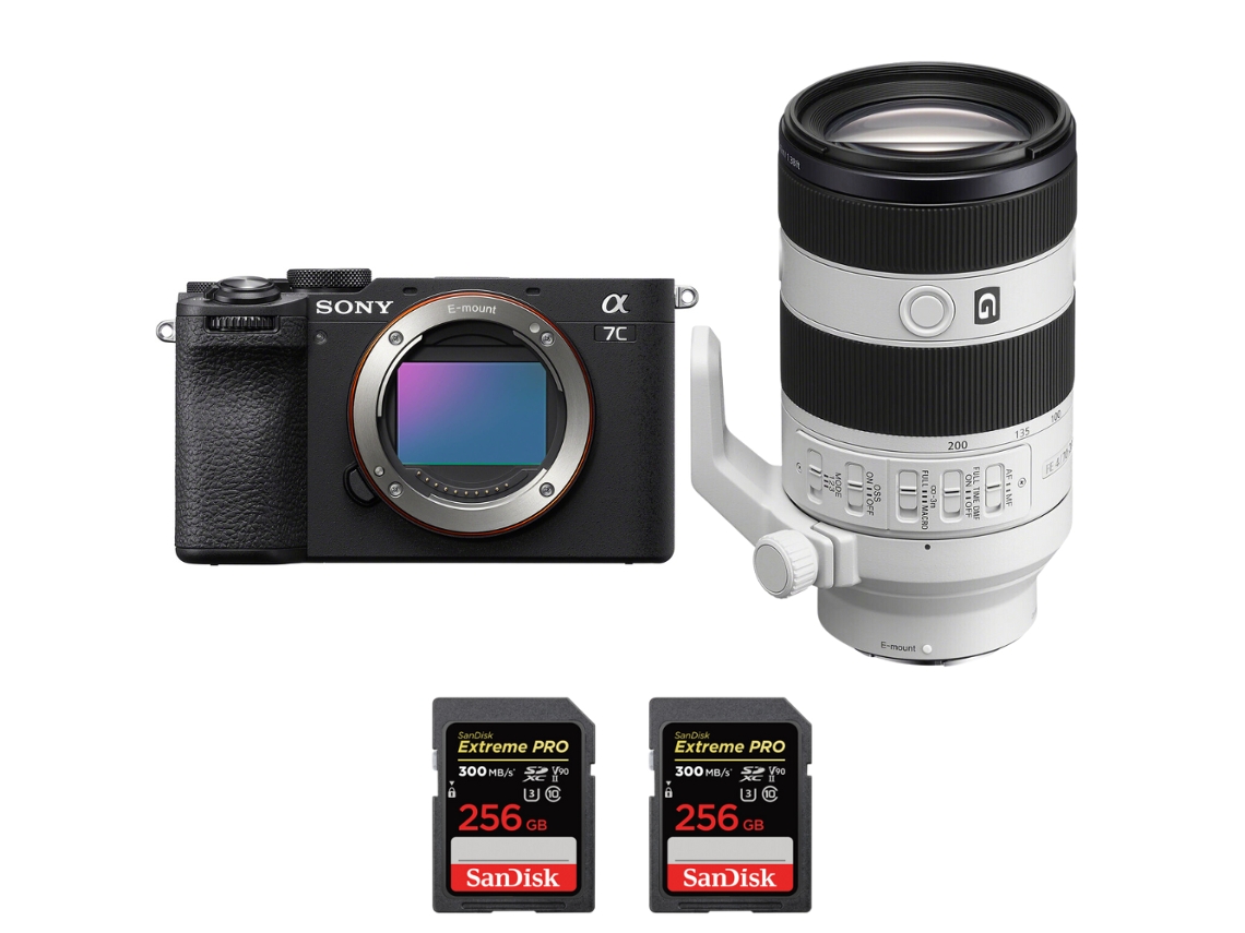 Sony A7c Ii Negro + Fe 70-200mm F/4 Macro G Oss Ii + 2 Sandisk 256gb Uhs-ii 300mb/s - Cámara Fotográfica Híbrida + Ebook Pricedirect