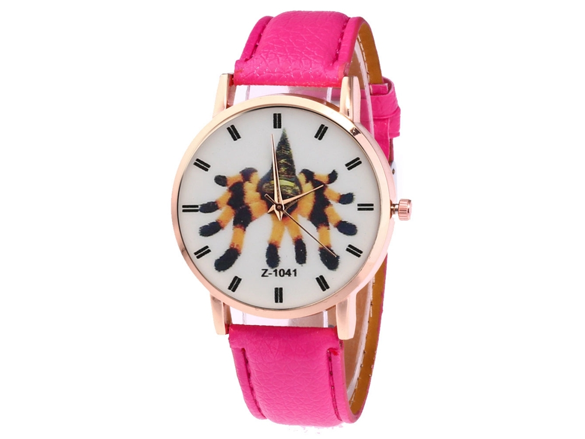 Reloj De Pulsera Analógico De Cuarzo Para Parejas Con Correa De Cuero Sintético, Estilo Moderno (rojo Y Rosa)