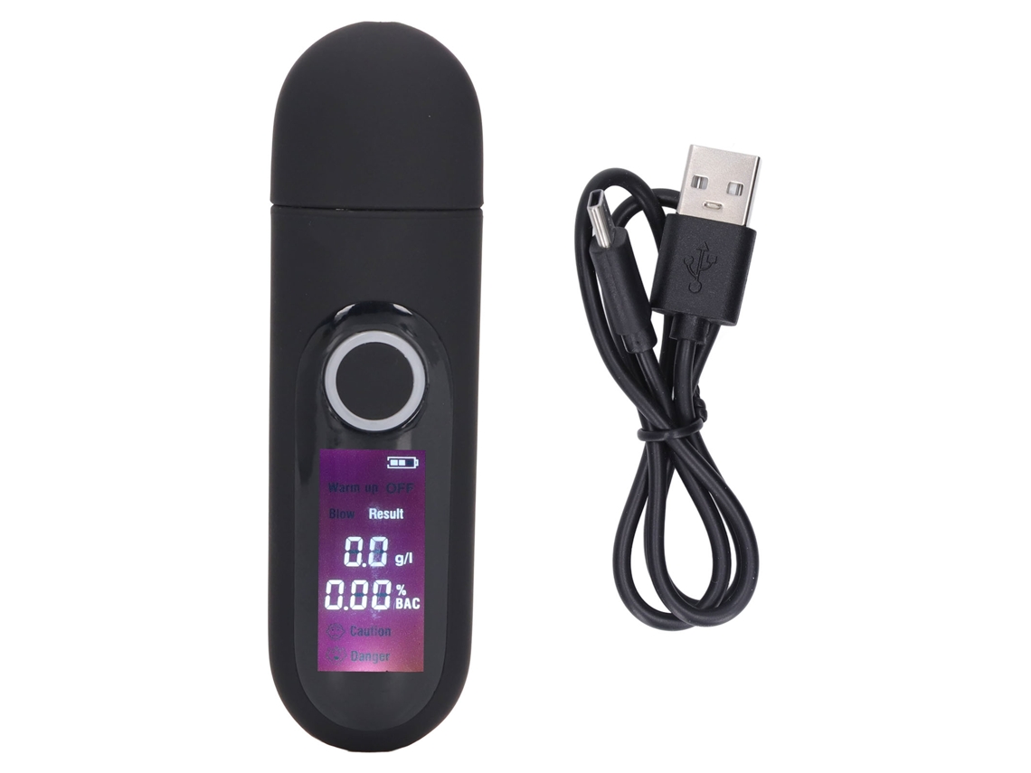 Alcoholímetro Portátil Con Sensor Semiconductor De Alta Sensibilidad Y Cable Usb.
