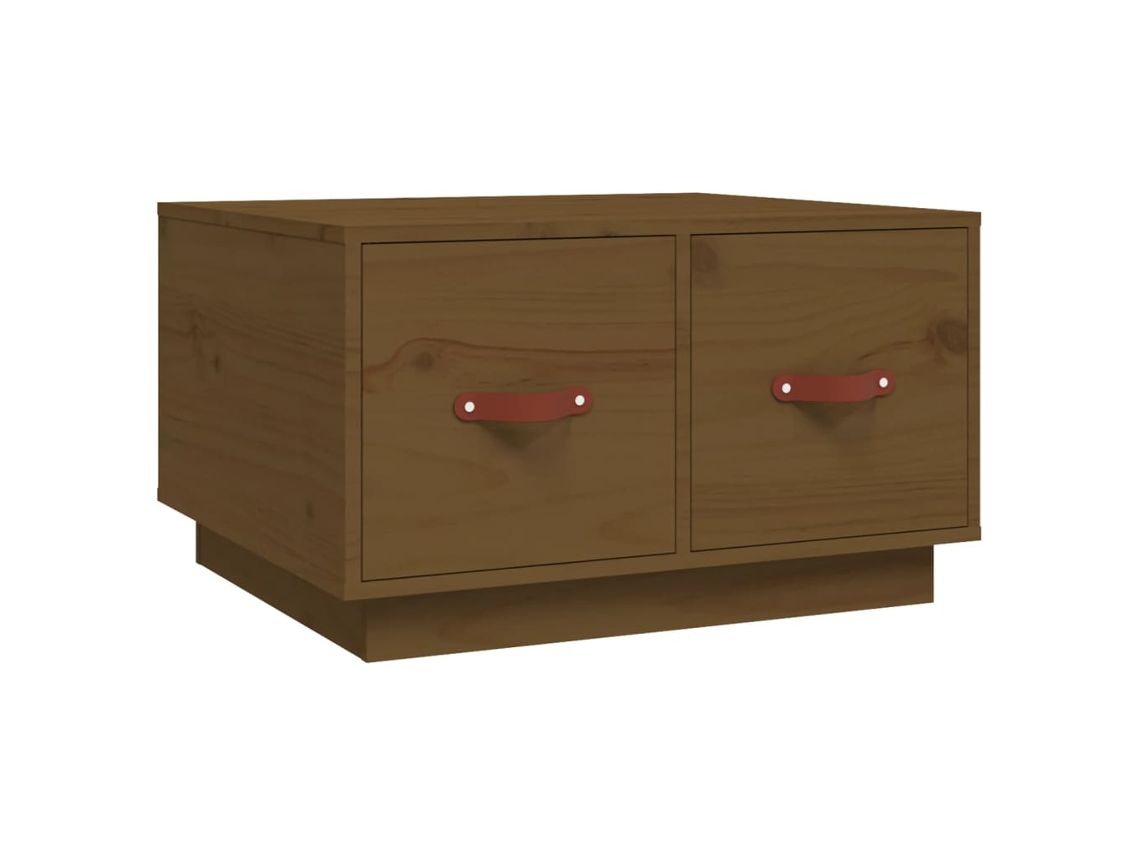 Mesa Baja Con Dos Cajones Diseño Rústico Moderno 60 X 53 X 35 Cm Madera Maciza De Pino Marrón Dec039488 Decoshop2