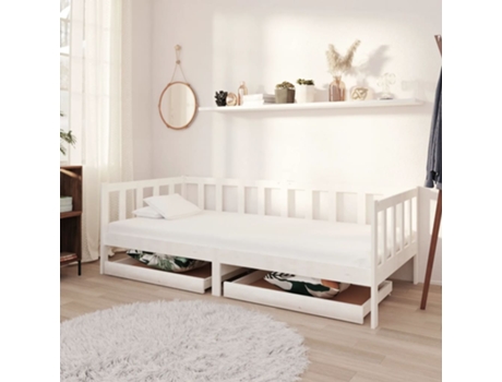 MAISON EXCLUSIVE Sofá cama con cajones madera de pino maciza blanco 90x200 cm