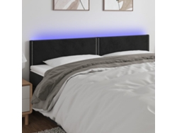 Cabecero Con Led De Terciopelo Negro 200x5x78/88 Cm
