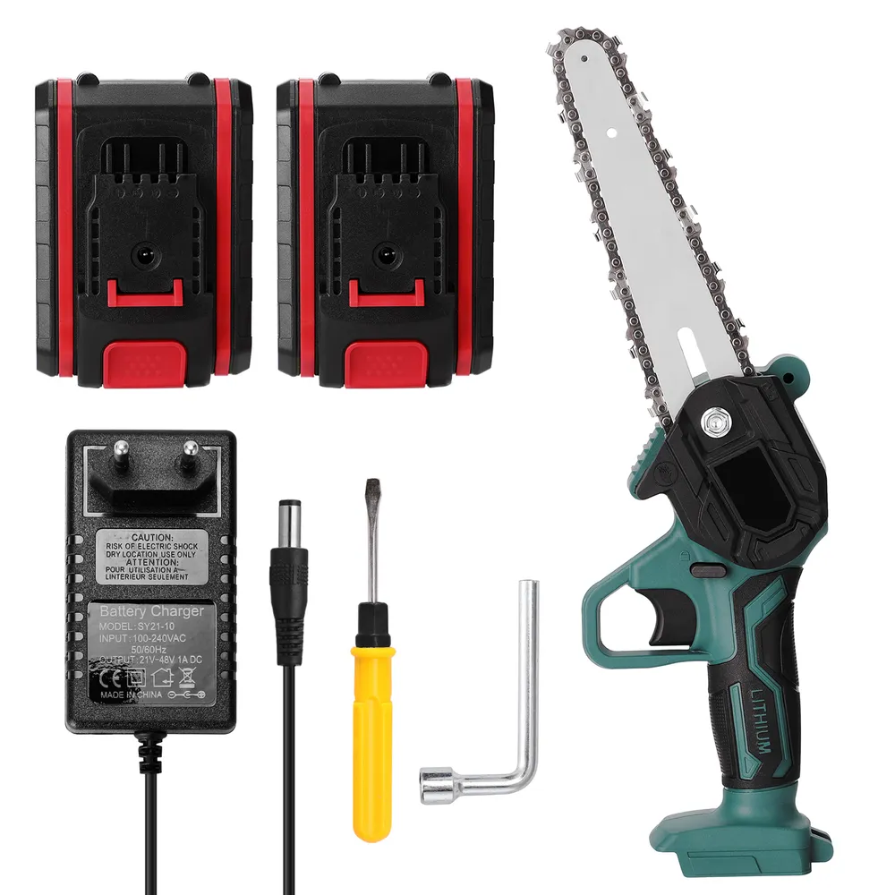 Minisierra de poda eléctrica portátil de 21V con motosierra de corte de madera pequeña recargable de batería dual BEST FOR YOU