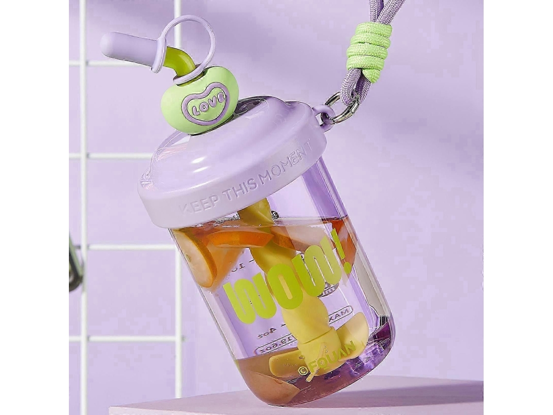 Vaso mezclador con capacidad para 25-26 litros (580 ml), vaso de plástico con pajita, vaso de agua reutilizable para mezclar bebidas (morado)