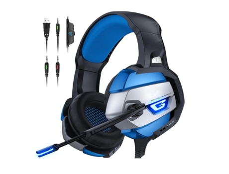 Auriculares Gaming con Micrófono con Cancelación de Ruido Ajustable 360 Luz Led y Orejeras con Memoria para Ps4 Ps5 Pc BISBISOUS