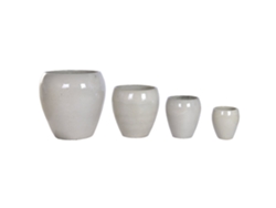 Set 4 Macetero Ceramica Vidriada Crema 68x68x68cm