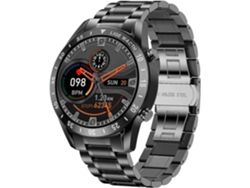 Reloj inteligente para hombre en acero negro, moderno monitor de actividad física con llamadas Bluetooth y chat de voz. Incluye monitor de presión arterial.