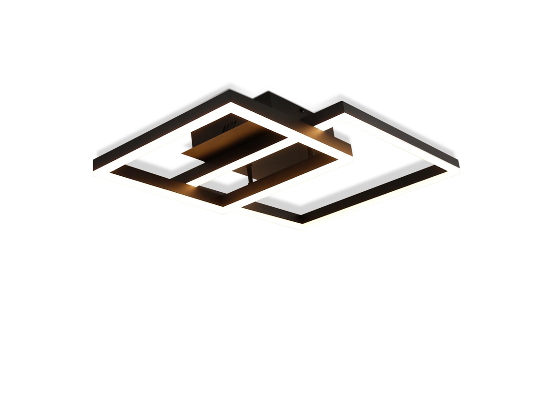Luz de Techo Led Negra para Sala de Estar Lámpara de Dormitorio 50W Regulable Moderna con Control Remoto Geométrica para Pasillo de Cocina NETTLIFE